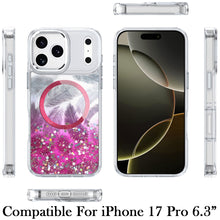 For iPhone 17 PRO Case Epoxy Feathers Glitter Magnetic Circle + Tempered Glass
