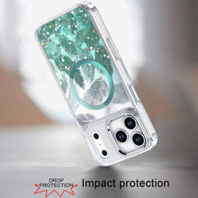 For iPhone 17 PRO Case Epoxy Feathers Glitter Magnetic Circle + Tempered Glass