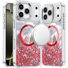 For iPhone 17 PRO Case Epoxy Feathers Glitter Magnetic Circle + Tempered Glass