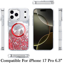 For iPhone 17 PRO Case Epoxy Feathers Glitter Magnetic Circle + Tempered Glass