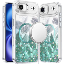 For iPhone Air Case Epoxy Feathers and Glitter Magnetic Circle + Tempered Glass