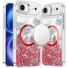 For iPhone Air Case Epoxy Feathers and Glitter Magnetic Circle + Tempered Glass