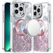 For iPhone 13 Pro Max 6.7 inch Case Feathers Fused Glitter with Magnetic Circle