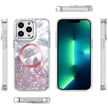 For iPhone 13 Pro Max 6.7 inch Case Feathers Fused Glitter with Magnetic Circle