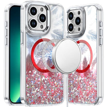 For iPhone 13 Pro Max 6.7 inch Case Feathers Fused Glitter with Magnetic Circle