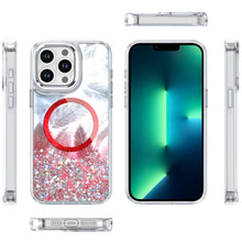 For iPhone 13 Pro Max 6.7 inch Case Feathers Fused Glitter with Magnetic Circle