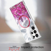 For Samsung S23 Ultra Case Feathers Glitter Epoxy Magnetic Circle Phone Cover