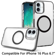 For iPhone 16 Plus 6.7in Case Magnetic Circle Grip Sides Cover + Tempered Glass