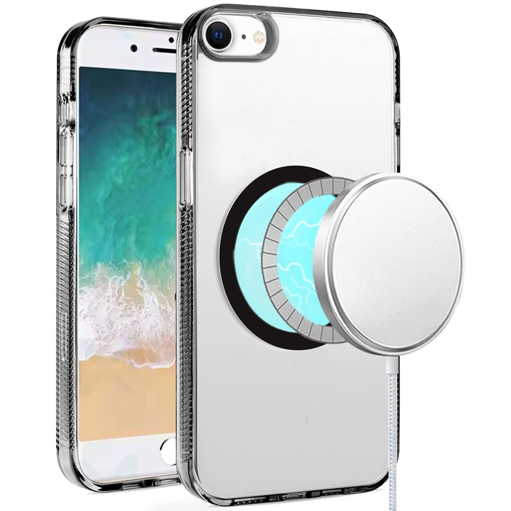 For iPhone 16e Case Magnetic Circle Rugged Grip Sides Cover + Tempered Glass