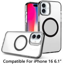 For iPhone 16 6.1inch Case Magnetic Circle Grip Sides Cover + Tempered Glass
