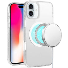 For iPhone 16 6.1inch Case Magnetic Circle Grip Sides Cover + Tempered Glass