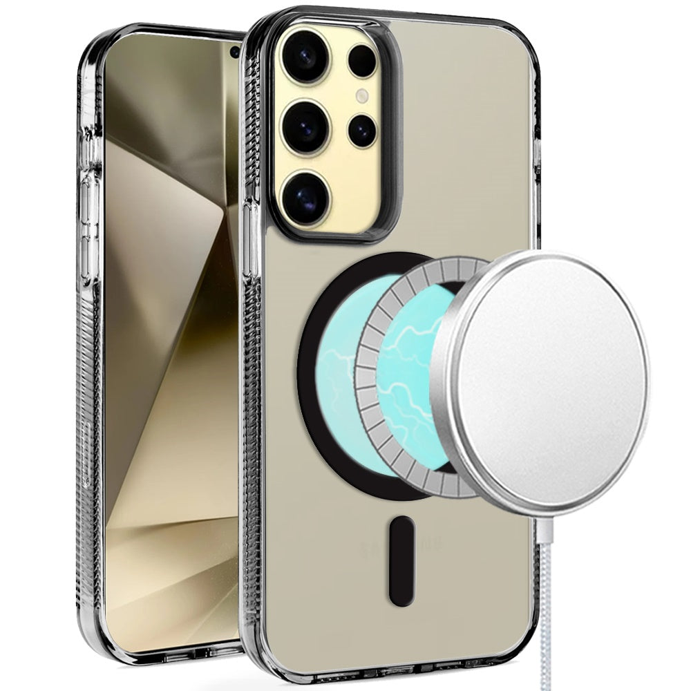 For Samsung Galaxy S24 Ultra Case Magnetic Charging Grip Sides Clear Back