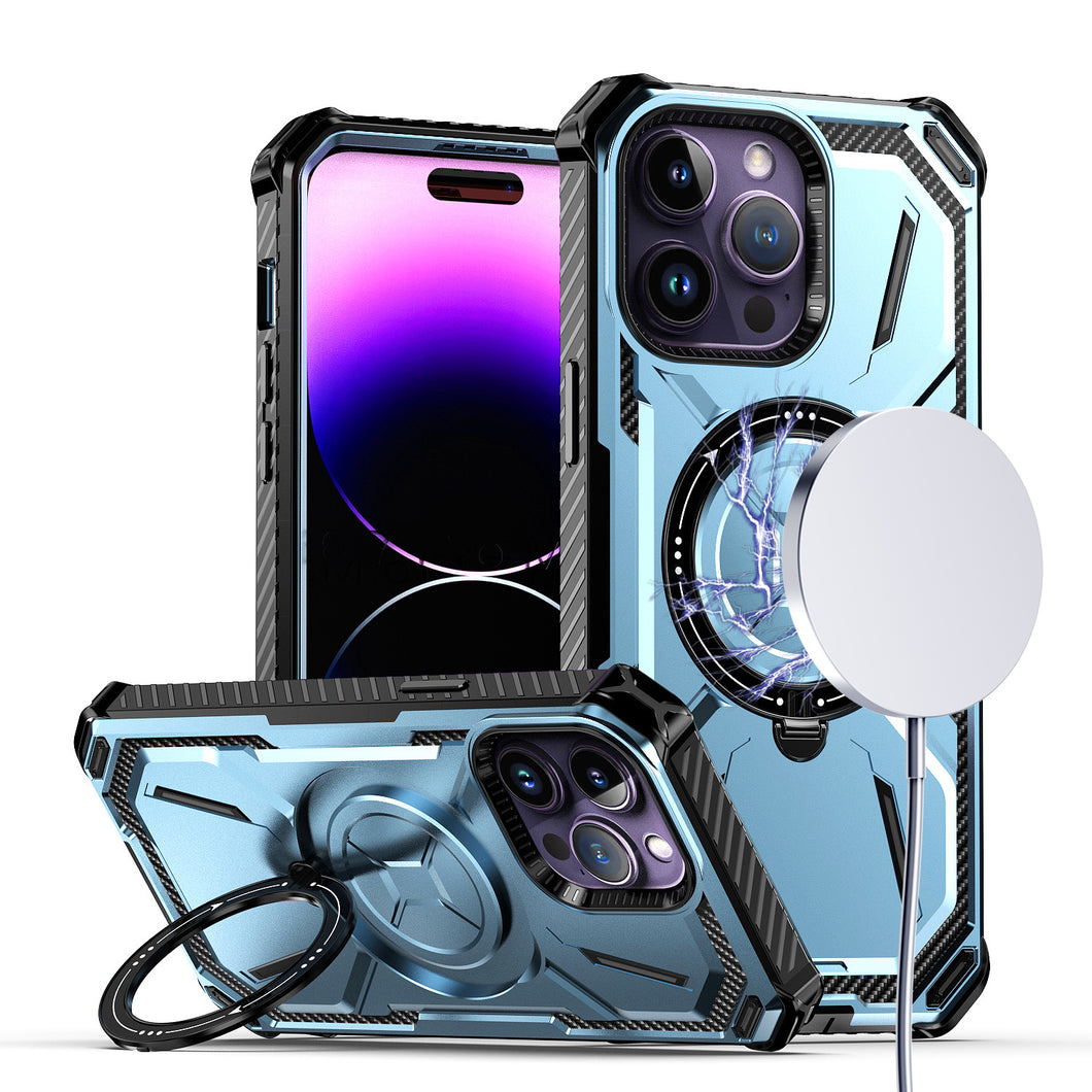 For iPhone 12/12 Pro Case Magnetic Ring Shockproof Ringstand + Tempered Glass