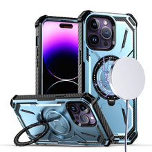 For iPhone 11 6.1 in. Case Magnetic Circle Stand Shockproof + Tempered Glass