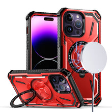 For iPhone 11 6.1 in. Case Magnetic Circle Stand Shockproof + Tempered Glass