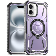 For iPhone 16 6.1inch Case Magnetic Circle Shockproof with Ring + Tempered Glass