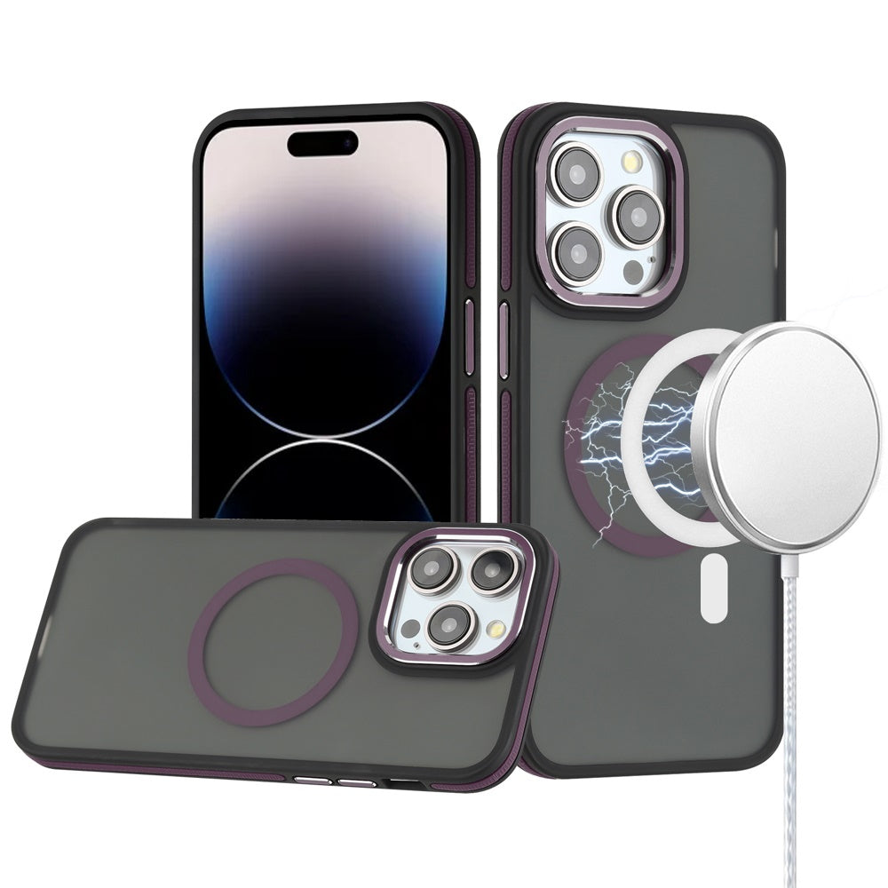 For iPhone 14 PRO MAX 6.7 in. Case Magnetic Circle Soft Touch Frosted Cover
