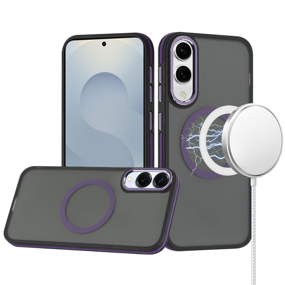 For Samsung S25 Edge Case Magnetic Circle Soft Touch Cover + Tempered Glass