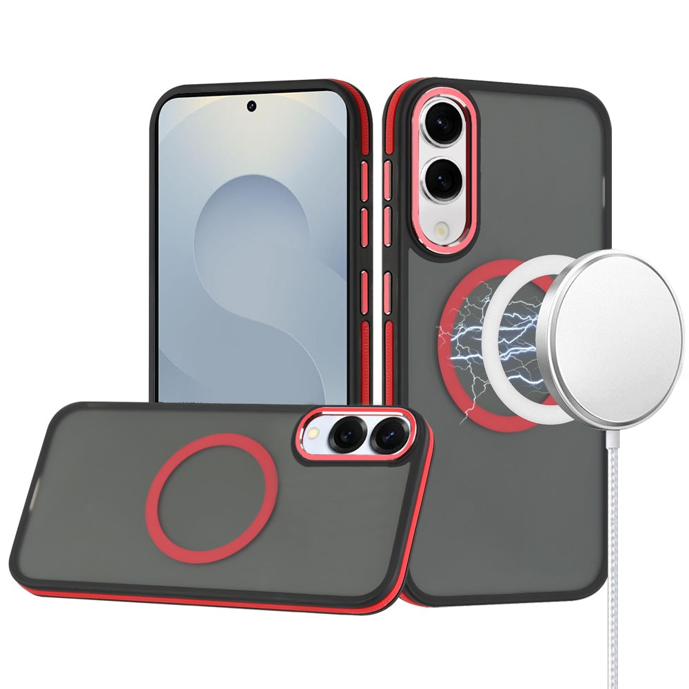 For Samsung S25 Edge Case Magnetic Circle Soft Touch Cover + Tempered Glass