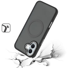 For iPhone 16 6.1inch Case Magnetic Circle Soft Metal Buttons + Tempered Glass