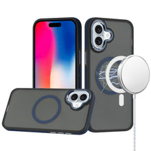 For iPhone 16 6.1inch Case Magnetic Circle Soft Metal Buttons + Tempered Glass