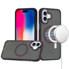 For iPhone 16 6.1inch Case Magnetic Circle Soft Metal Buttons + Tempered Glass