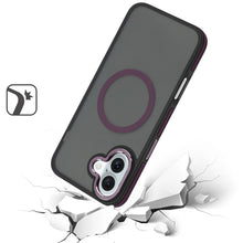 For iPhone 16 6.1inch Case Magnetic Circle Soft Metal Buttons + Tempered Glass
