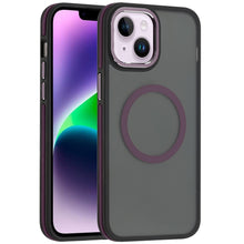 For iPhone 13/14 Case Magnetic Circle Soft Touch Metal Buttons + Tempered Glass