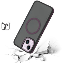 For iPhone 13/14 Case Magnetic Circle Soft Touch Metal Buttons + Tempered Glass