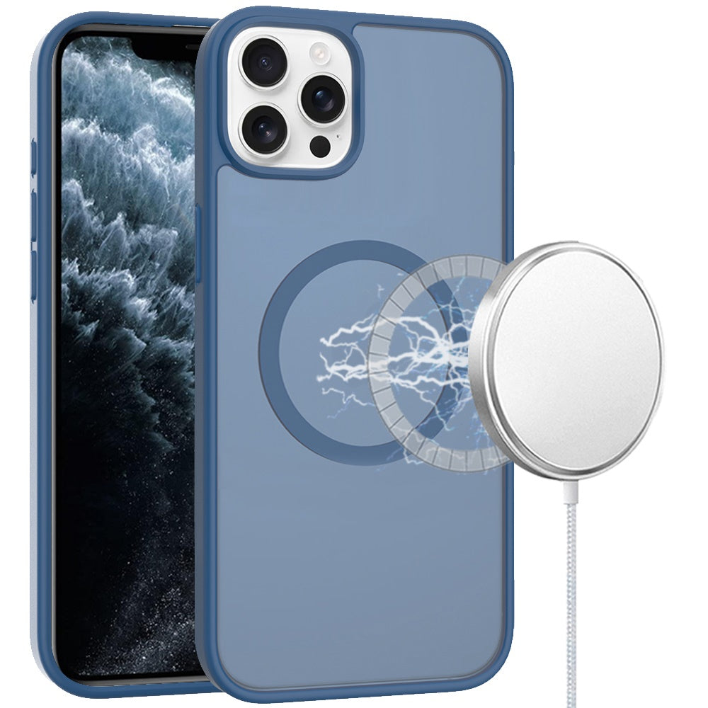 For iPhone 11 Pro Max Case Magnetic Circle Soft Translucent + Tempered Glass