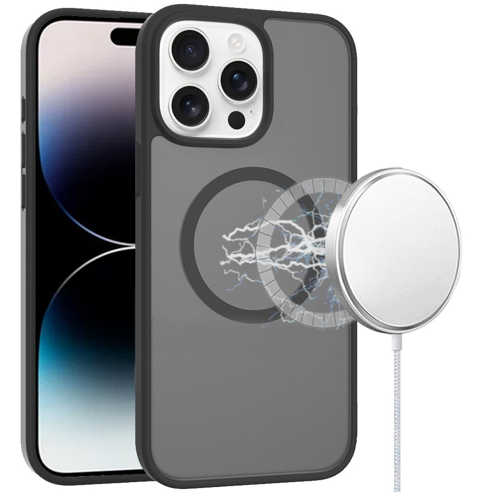 For iPhone 14 PRO MAX 6.7 in. Case Magnetic Circle Soft Touch Translucent Cover