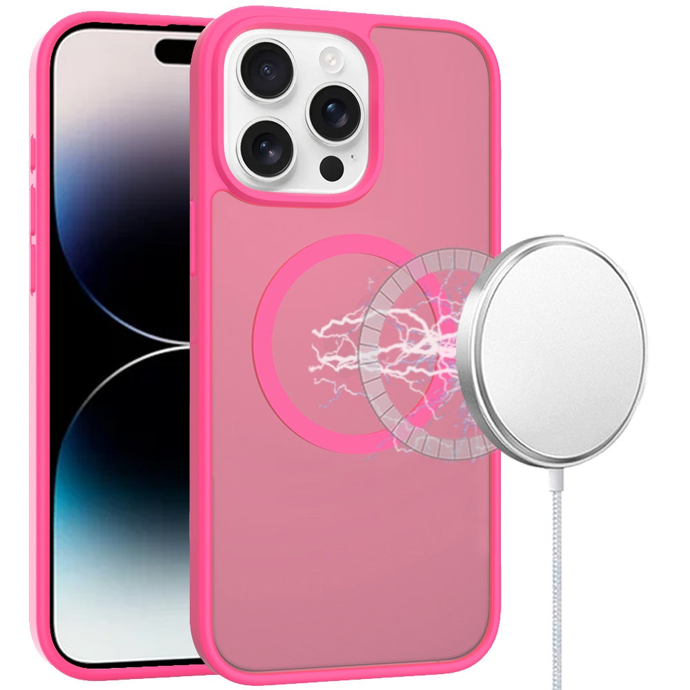 For iPhone 14 PRO MAX 6.7 in. Case Magnetic Circle Soft Touch Translucent Cover