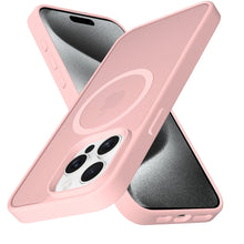 For iPhone 15 Pro Max Case Magnetic Circle Soft Translucent + 2 Tempered Glass
