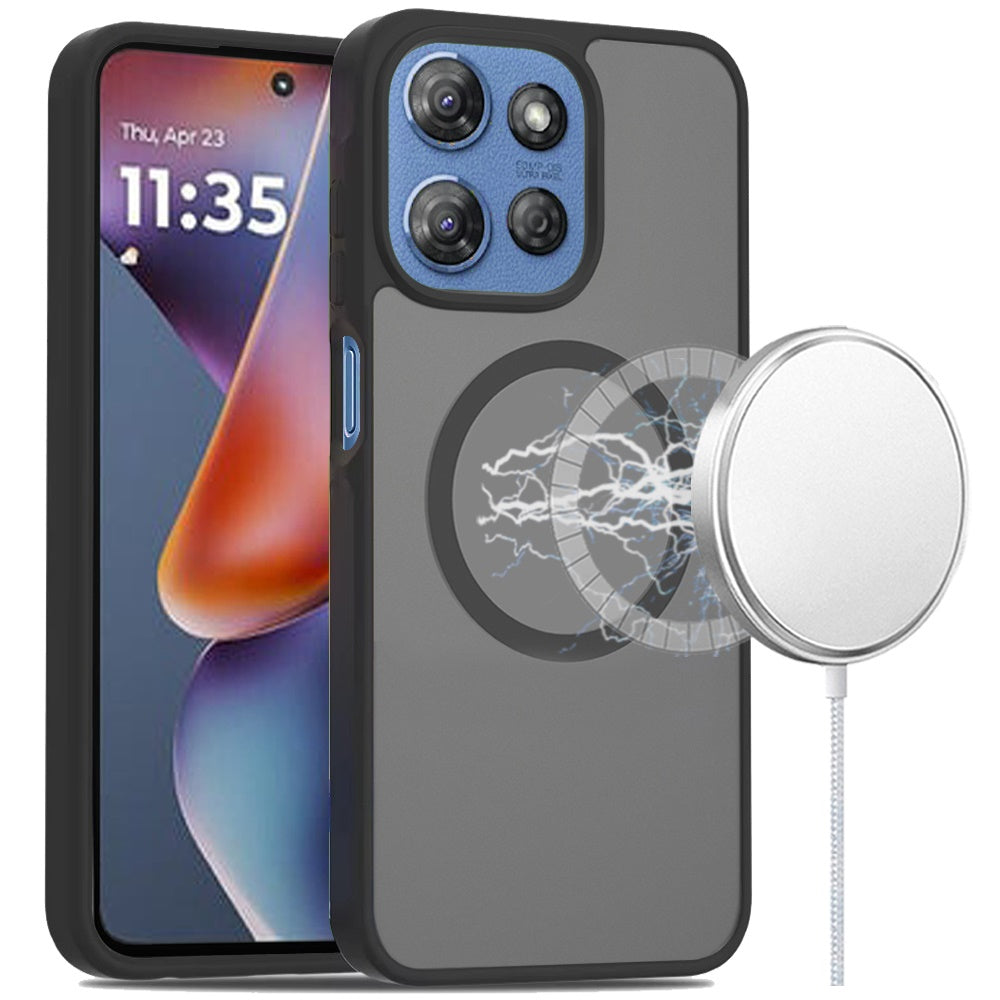 For Moto G 2025 Case Magnetic Circle Soft Touch Translucent + Tempered Glass