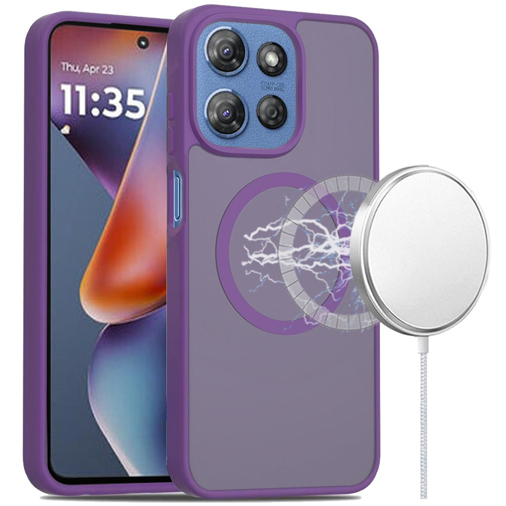 For Moto G 2025 Case Magnetic Circle Soft Touch Translucent + Tempered Glass