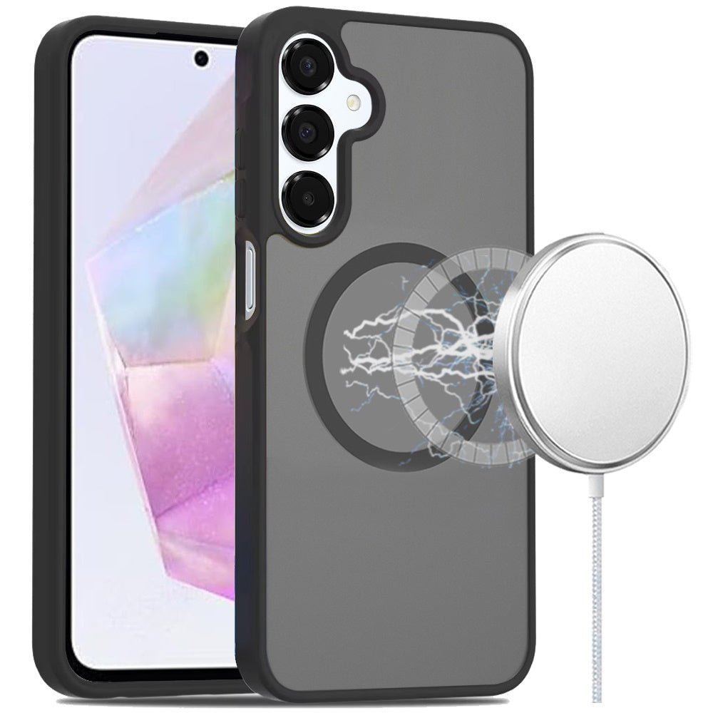 For Samsung A36 Case Magnetic Circle Soft Touch Translucent + Tempered Glass