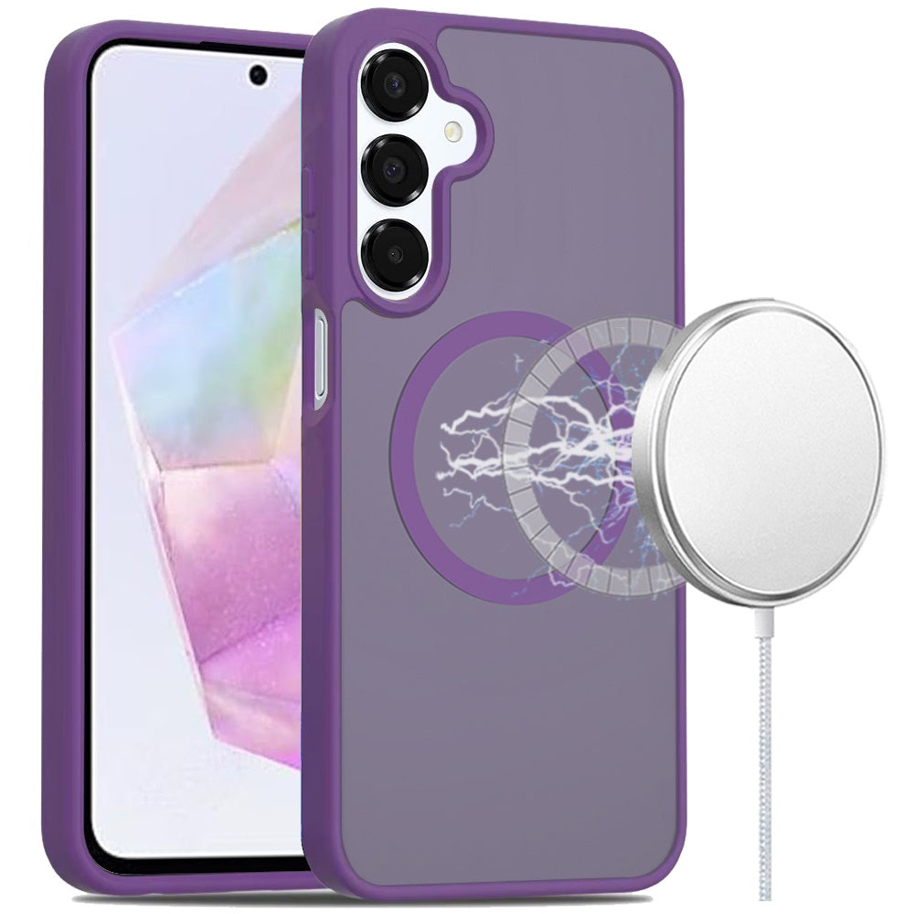 For Samsung A36 Case Magnetic Circle Soft Touch Translucent + Tempered Glass