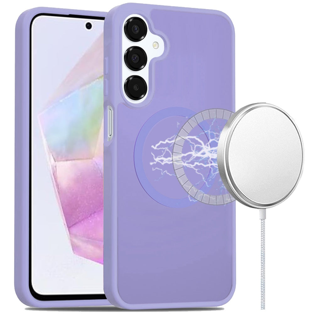 For Samsung A36 Case Magnetic Circle Soft Touch Translucent + Tempered Glass