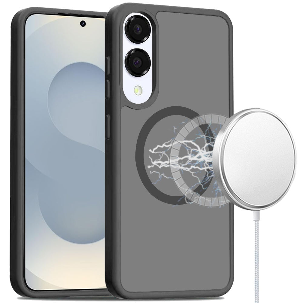 For Samsung S25 Edge Case Magnetic Circle Soft Touch Translucent +Tempered Glass
