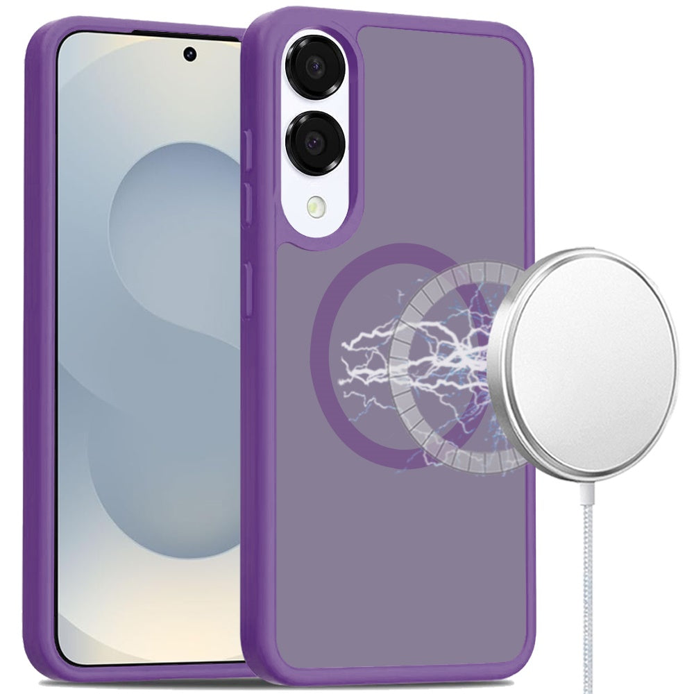 For Samsung S25 Edge Case Magnetic Circle Soft Touch Translucent +Tempered Glass