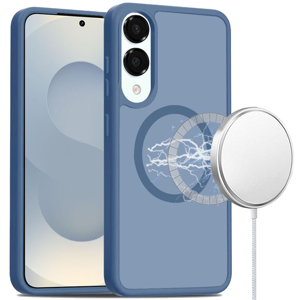 For Samsung S25 Edge Case Magnetic Circle Soft Touch Translucent +Tempered Glass
