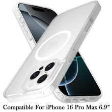 For iPhone 16 PRO MAX Case Magnet Circle Soft Touch Translucent +Tempered Glass