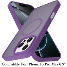 For iPhone 16 PRO MAX Case Magnet Circle Soft Touch Translucent +Tempered Glass