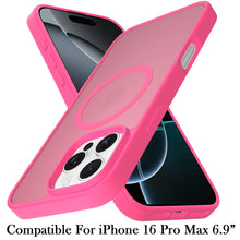For iPhone 16 PRO MAX Case Magnet Circle Soft Touch Translucent +Tempered Glass