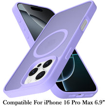 For iPhone 16 PRO MAX Case Magnet Circle Soft Touch Translucent +Tempered Glass