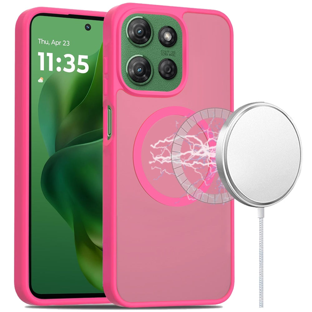 For Moto G Power 2025 Case Magnet Circle Soft Touch Translucent + Tempered Glass