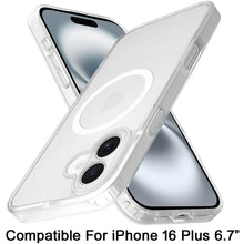 For iPhone 16 Plus 6.7in Case Magnetic Circle smooth Translucent +Tempered Glass
