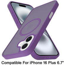 For iPhone 16 Plus 6.7in Case Magnetic Circle smooth Translucent +Tempered Glass