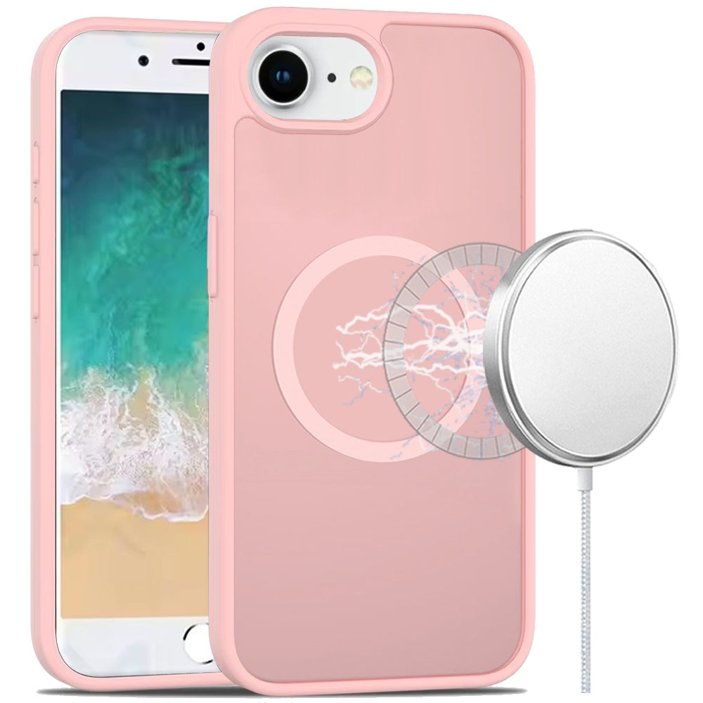 For iPhone 16e Case Magnetic Circle Soft Touch Translucent Cover +Tempered Glass