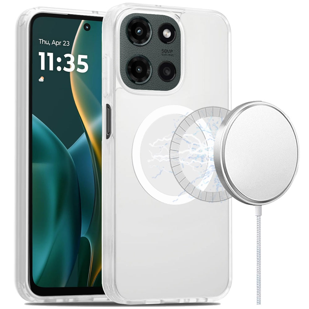 For Moto G Stylus 2025 Case Magnetic Circle Soft Translucent + Tempered Glass